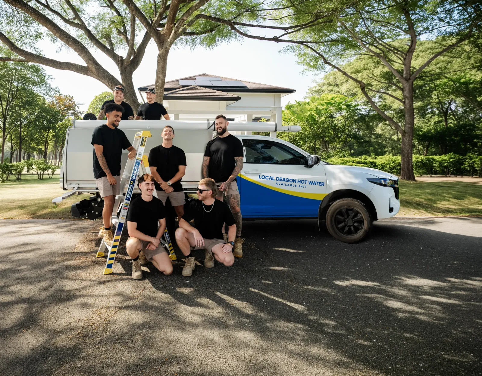 Local Deagon Hot Water team and ute